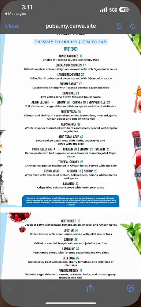 Teranga City Brookhaven Menu image 1