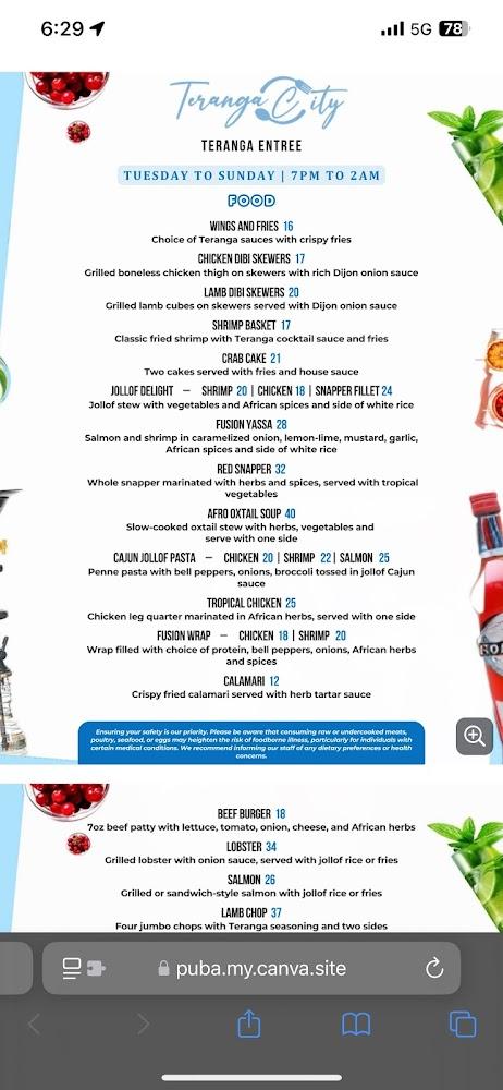 Teranga City Brookhaven Menu image 3